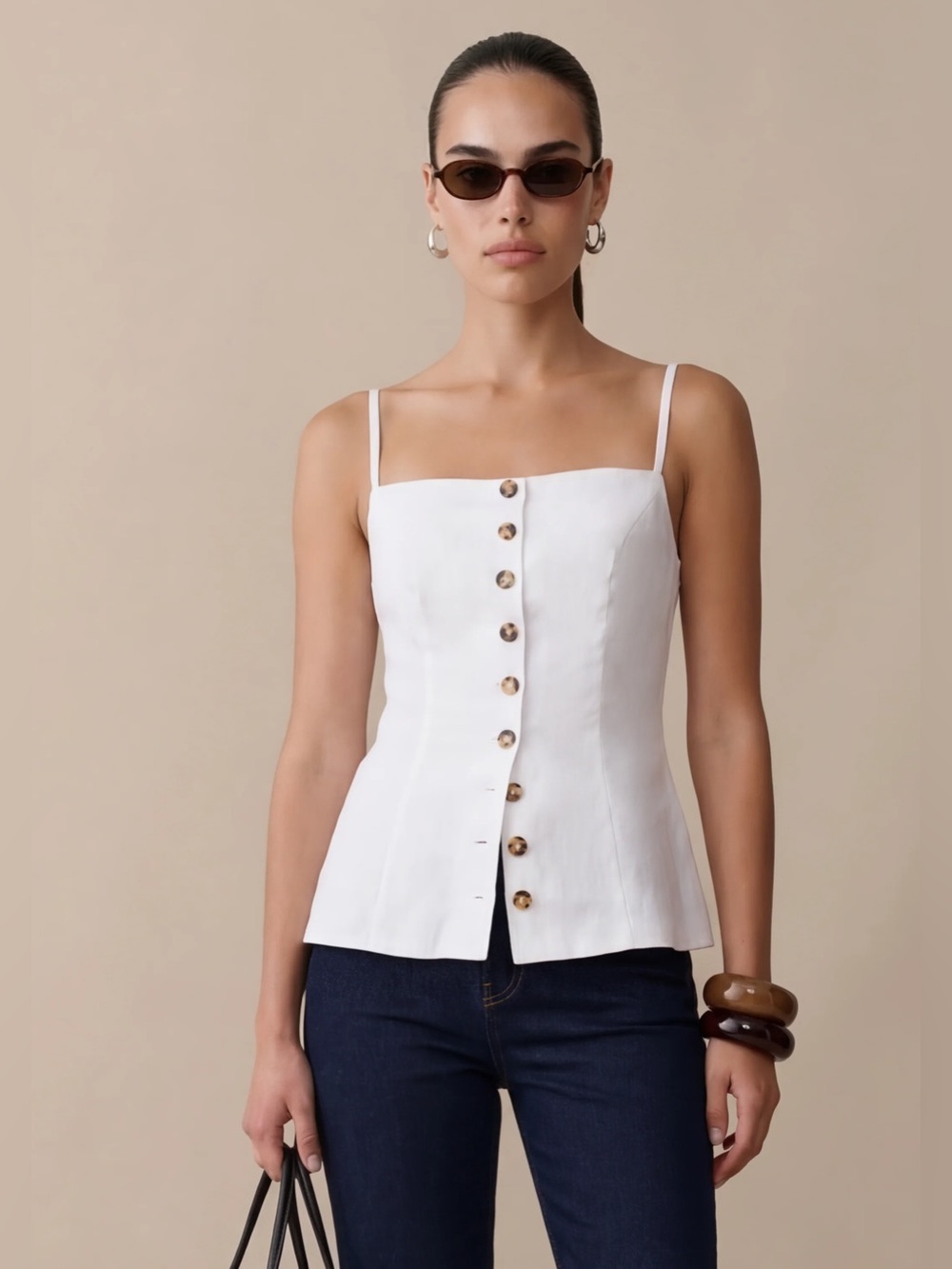 Kourt Cecille Linen Top White Size 2 | Jenni Kayne Factory NWT